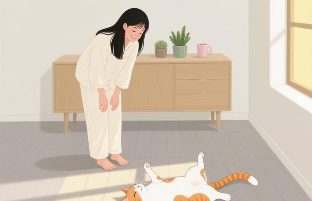 偷偷告诉你，猫咪见到你就 “躺下打滚”，不止是撒娇！