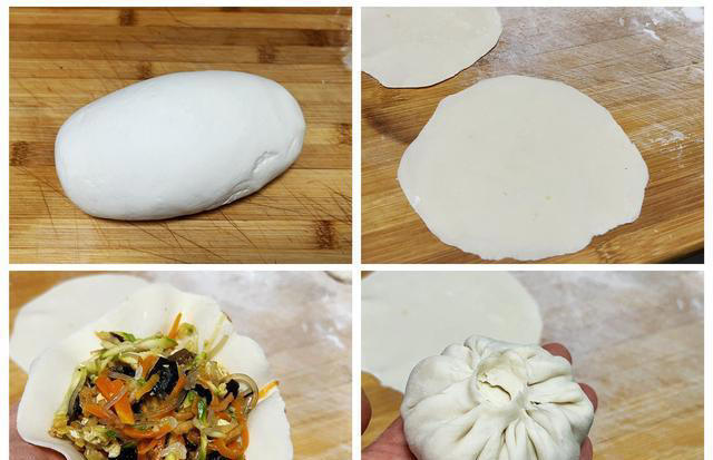 一种馅两种做法，不发面不烫面，皮薄馅大好吃，蒸两锅不够吃