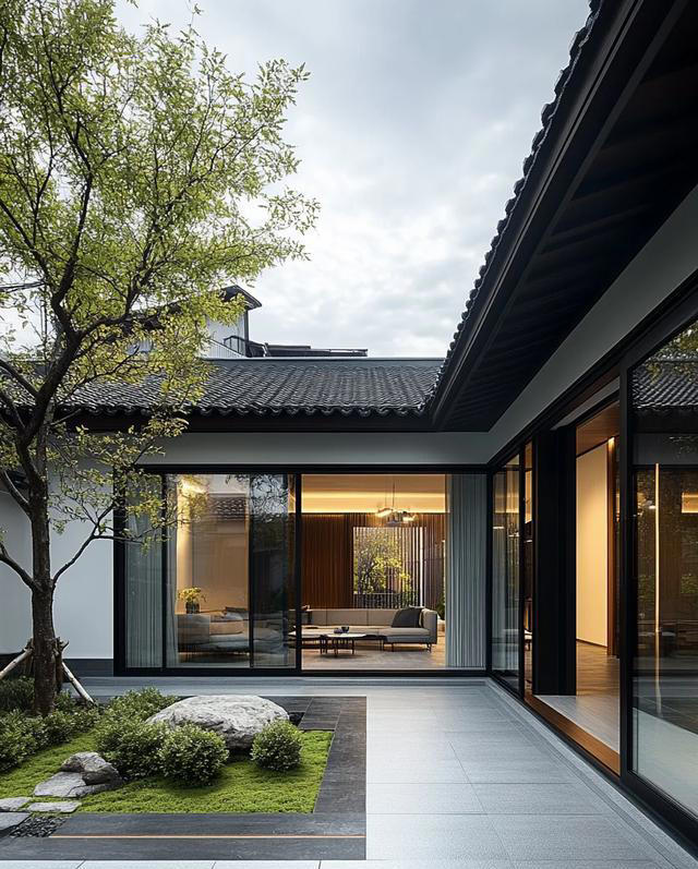 院子的美不在满，而在恰到好处。