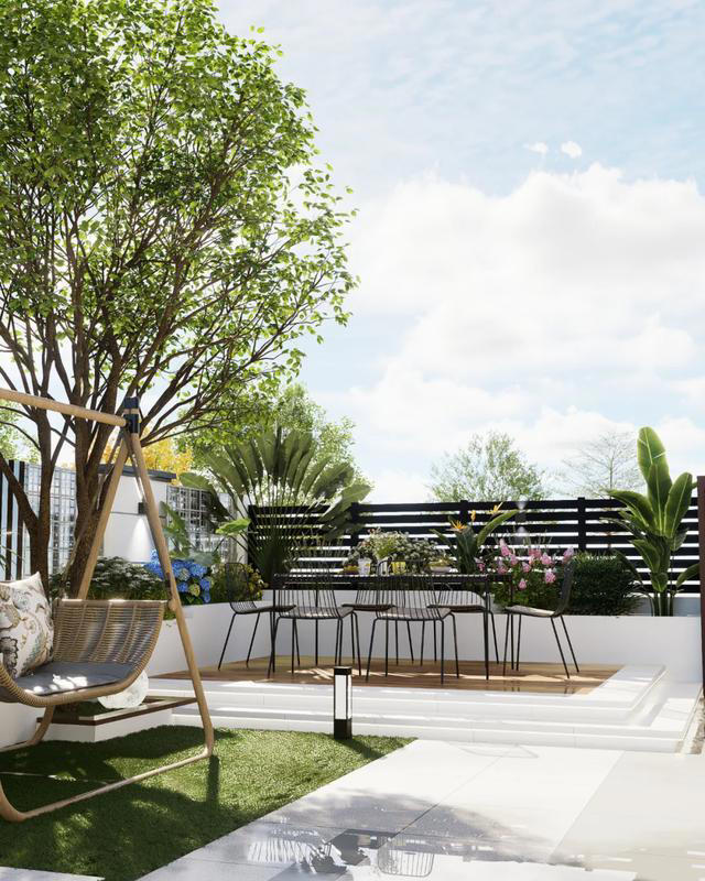 院子的美不在满，而在恰到好处。