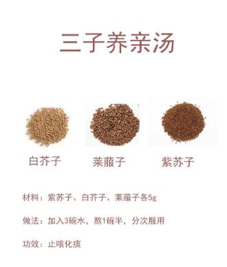 咽喉绿泡三子养亲汤（白芥子、莱菔子，还有紫苏子）